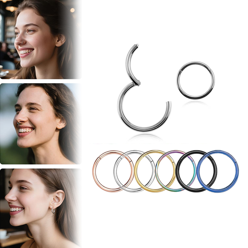 Body Jewelry Nose Ring - 16G 316L Chirurgisch staal Scharnierende Clicker