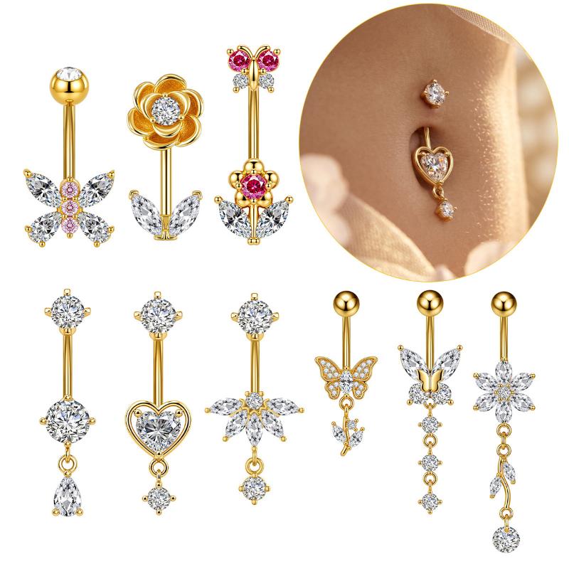 Body Jewelry Tunnels - 1 Stuk Zirkoon Decor Buikknopring Premium
