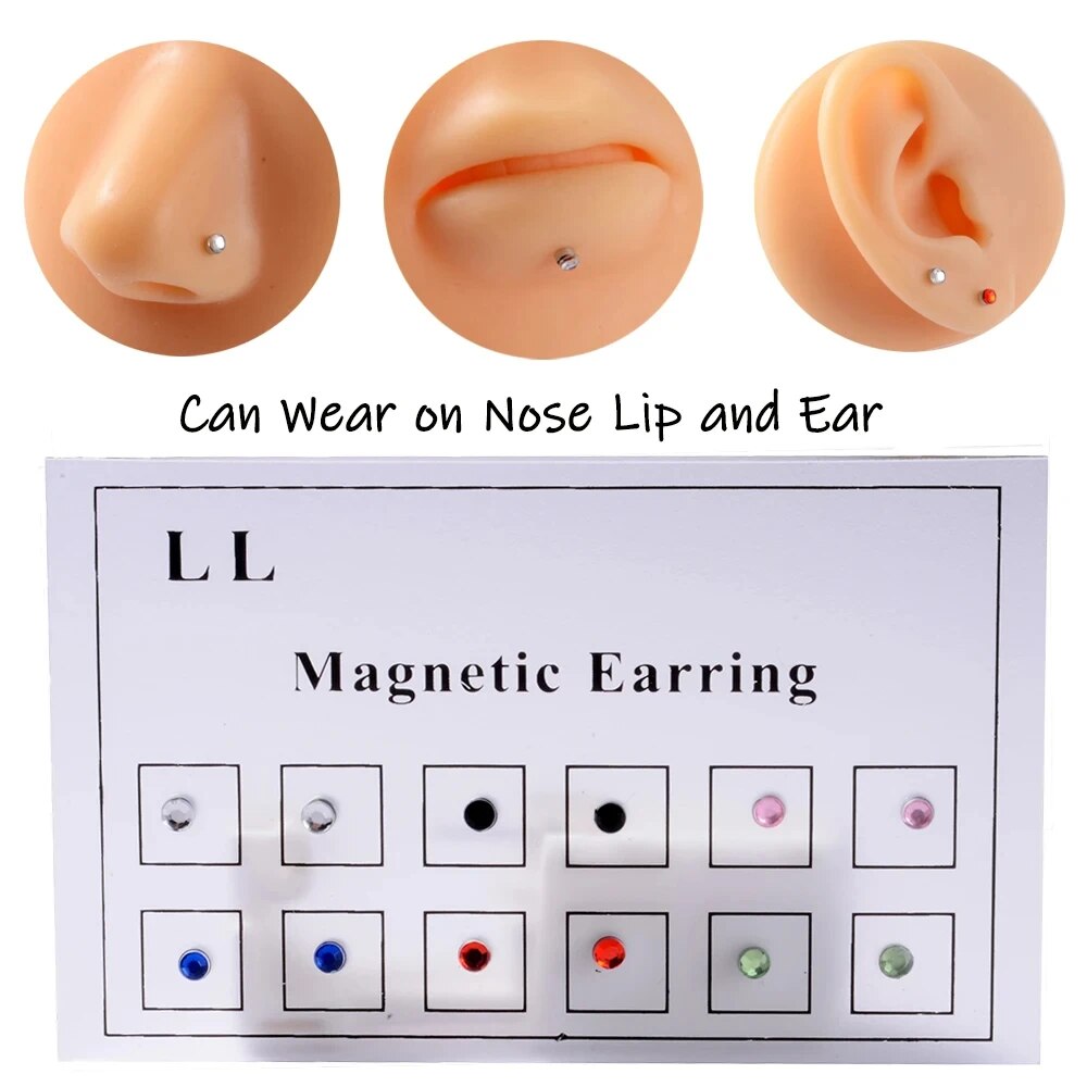 Body Jewelry Nose Ring - 12PCS/Card Fake Cheater Niet Doorboord Magneet