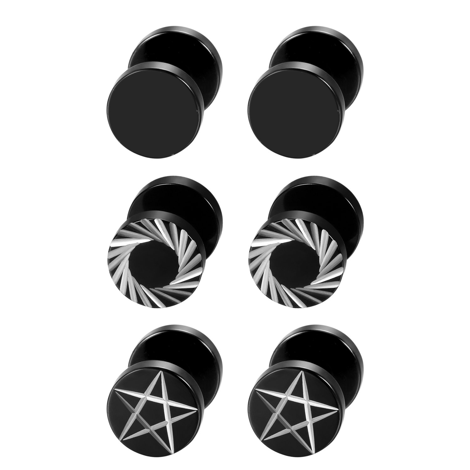 Body Jewelry Tunnels - 2 stks/6 stks Zwart Rvs Heren