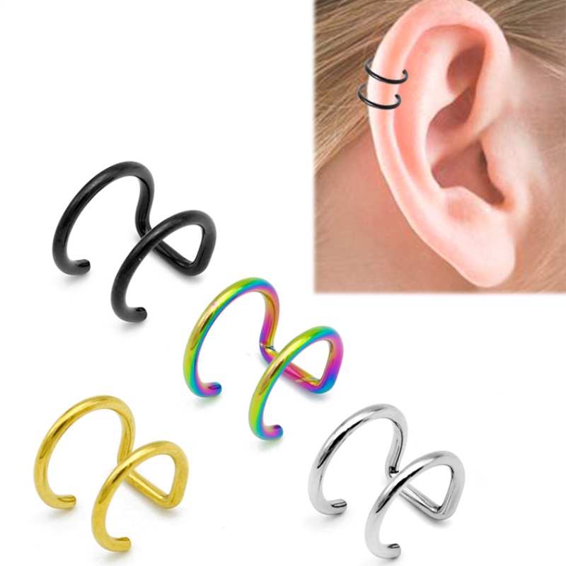Body Jewelry Ear Piercing - 2 stuks 316L roestvrijstalen clip-on oormanchetten