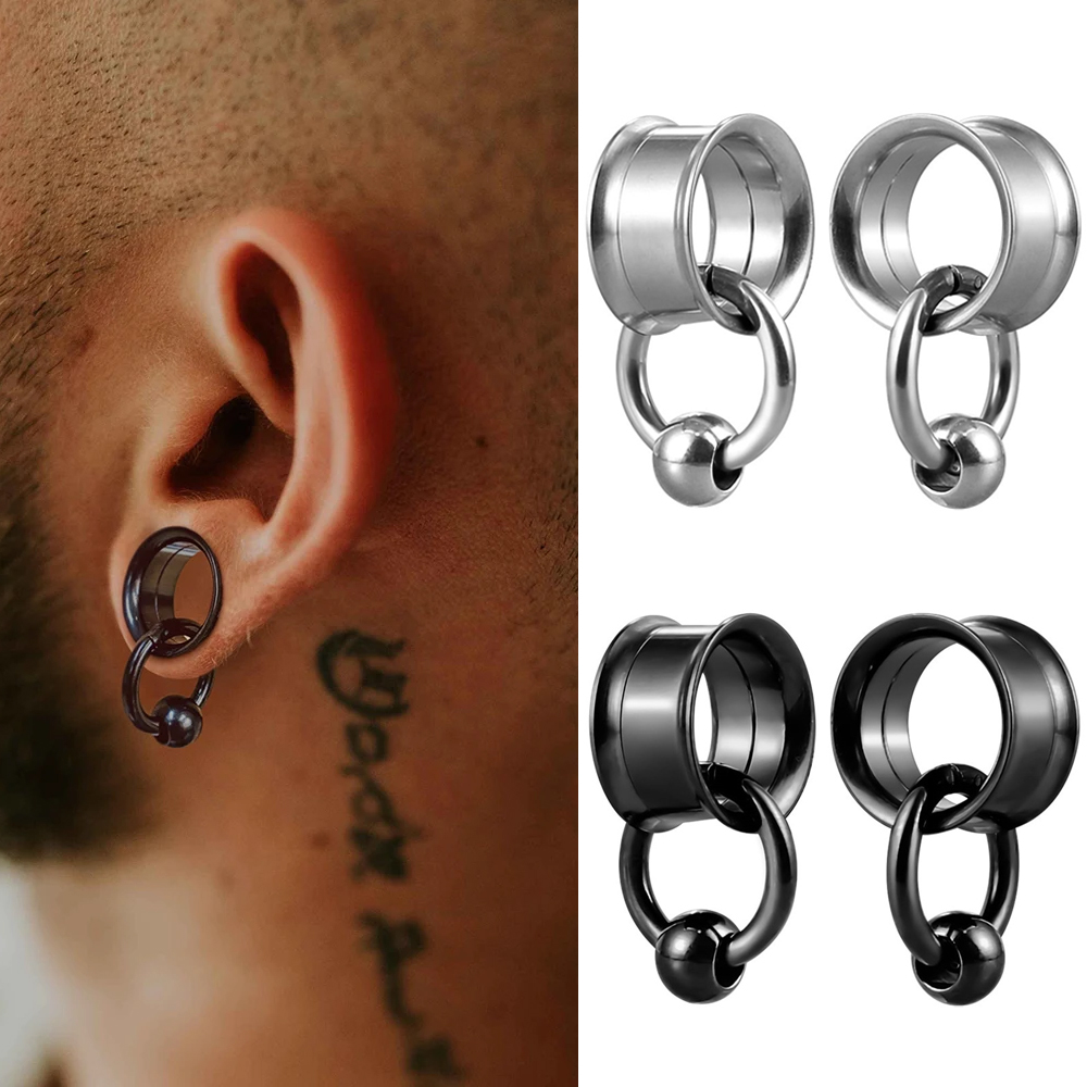 Body Jewelry Hangers - 2-delige set roestvrijstalen ronde oorpluggen, oortunnels,