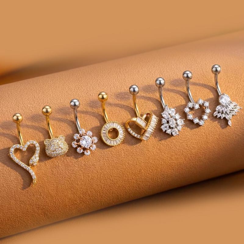 Body Jewelry Tunnels - Vlinderbloem Navelpiercings Lange Hangende Kristallen Bedel