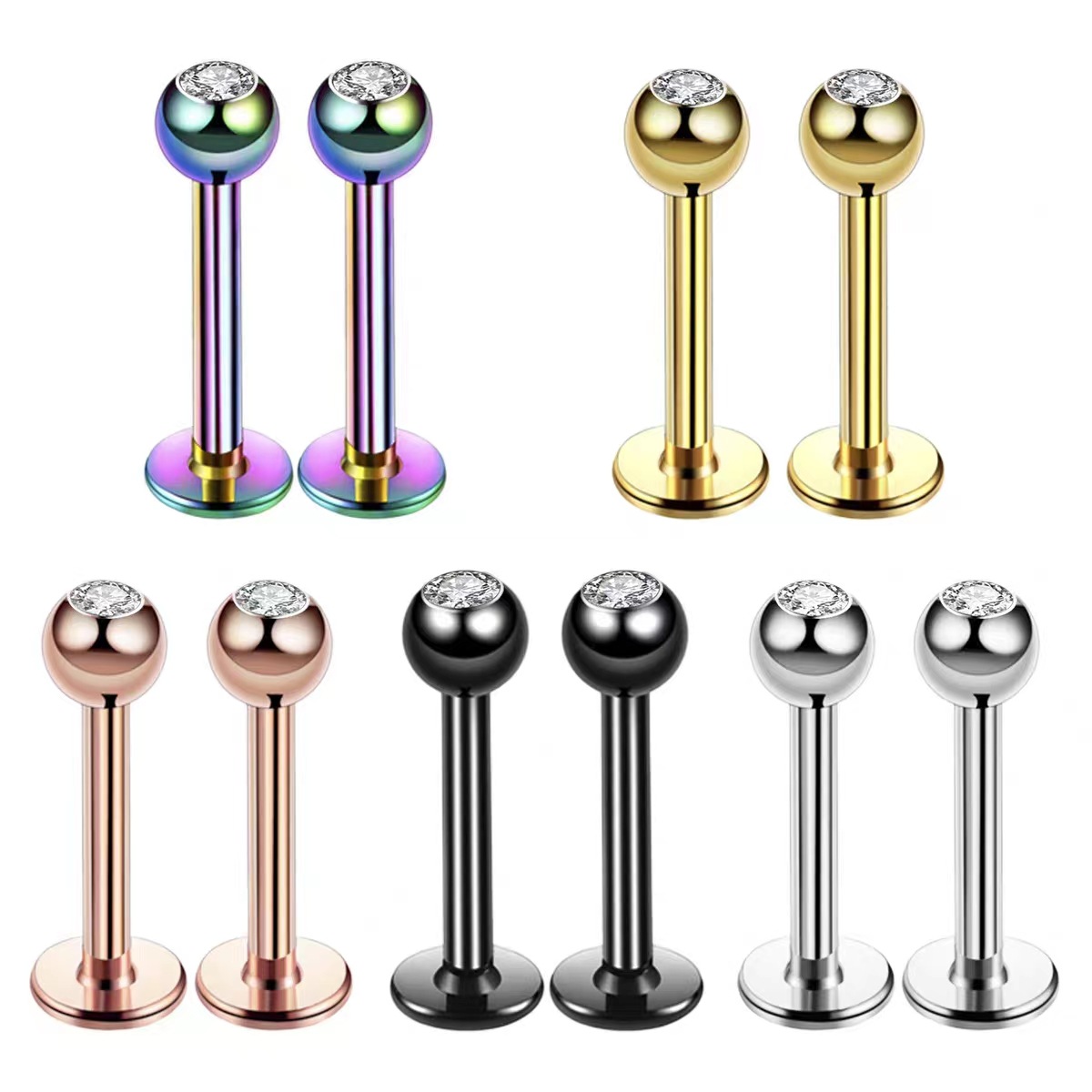 Body Jewelry Ear Piercing - 16G Chirurgisch staal bal top CZ