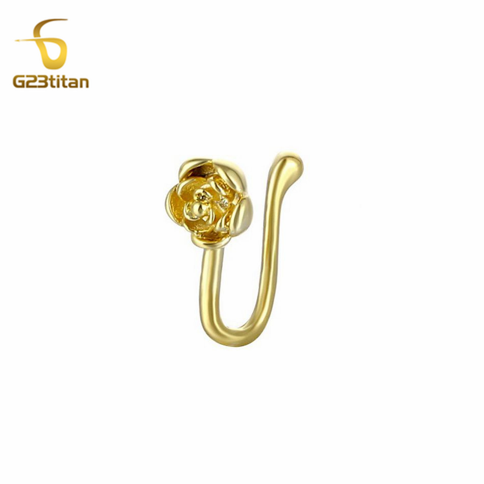 Body Jewelry Ear Piercing - 1pc Crystal Koper Rose Neus Clip