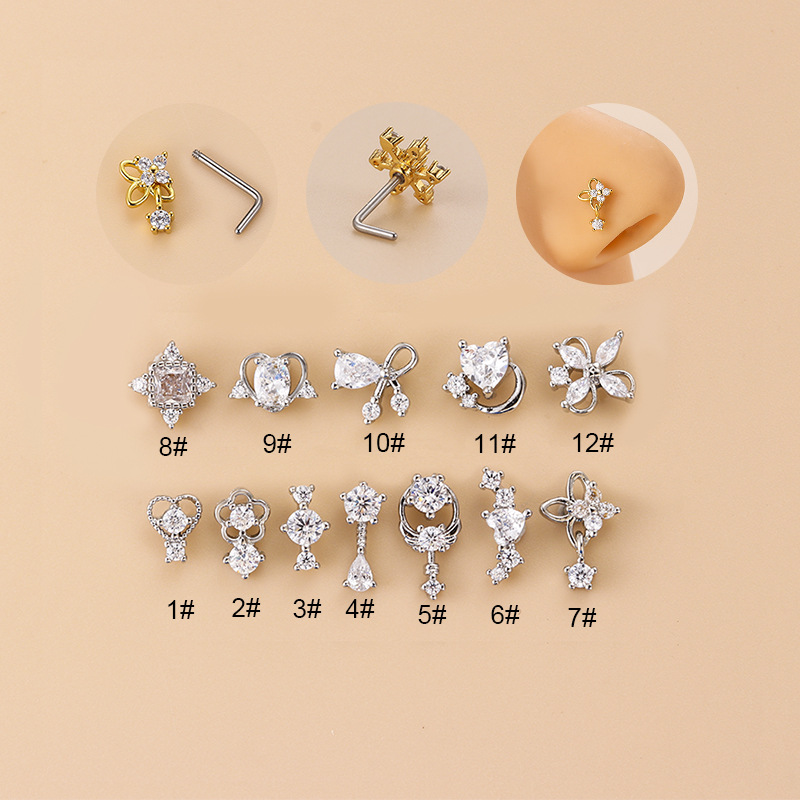 20G L-vormige kubieke zirkonia - Body Jewelry Nose Ring recensie en prijs