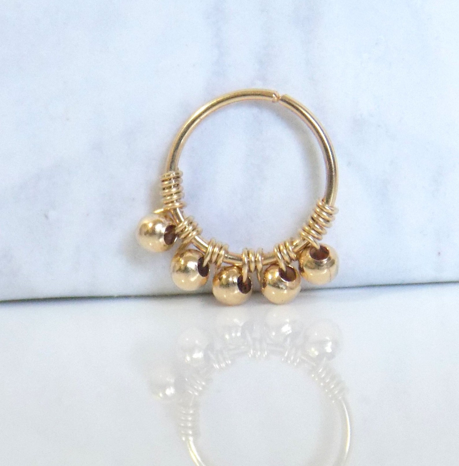 14K goud gevulde kralen neusri - Body Jewelry Hangers recensie en prijs